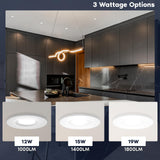 LUXRITE 4 Inch LED Recessed Light, Regressed Mini Panel Spotlight, 5CCT 2700K-5000K, 12/15/19 Watts, 1000/1400/1800 Lumens, Dual Dimmable (TRIAC & 0–10V), 100° Beam, Wet Rated, ETL (12 Pack)