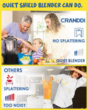 CRANDDI Quiet Commercial Blender with Soundproof Shield, 2200 Watt Professional Blenders for Kitchen, Grey