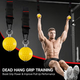 FitBeast Pull Up Ball Grips & Finger Straps Set – Grip Balls for Dead Hangs, Pull Ups, Climbing & Home Gym Training (Black)