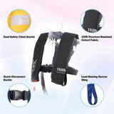 Inflatable Life-Jacket for Adults| Life-Vest Inflation-PFD with Whistle| Automatic & Manual Lightweight Supports up to 300 lbs for Kayaking Fishing Boating (PureBlack-Color)