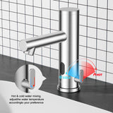 Achelous Stainless Steel Automatic Touchless Bathroom Sink Faucet, Hands Free Infrared Sensor Basin Faucet with Temperature Control, Battery Powered Sensor Bathroom Tap Brushed Nickel