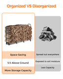 Mars Explo Firewood Rack 6ft, Heavy Duty Fire Wood Storage Racks for Indoor & Outdoor, Metal Log Holders for Firewood，Fireplace Wood Pile Storage Stacker Organizer, Black