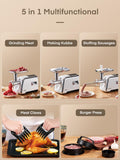 Meat Grinder Heavy Duty, 3000W MAX, 5 in1 Meat Grinder for Home with Stainless Steel Sausage Stuffer Tubes(2 Sizes), Kubbe Maker & Burger/Slider Maker, Storage Box