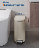 Garvee 2.6 gal / 10 L Metal Bathroom Trash Can with Lid, Slim Waterproof Garbage Can for Bedroom