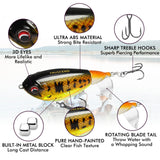 TRUSCEND Popobait Easy Catch Fishing Lures with BKK Hooks, Instant Startup, Longer Cast, Balanced Spray/Sound/Swim, Plopper Topwater Lures for Bass, Trout, Pike, Freshwater Saltwater Fishing Teasers