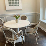 PURPLE LEAF Rattan French Bistro Armchairs Set of 2, White Finish, Brown