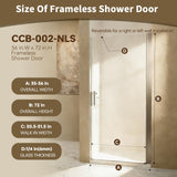 LOHCEH Semi-Frameless Shower Door,Made of 36" W X 72" H 1/4-Inch Tempered Glass,Safe and Aesthetically Pleasing,Suitable for Standing Shower,Black