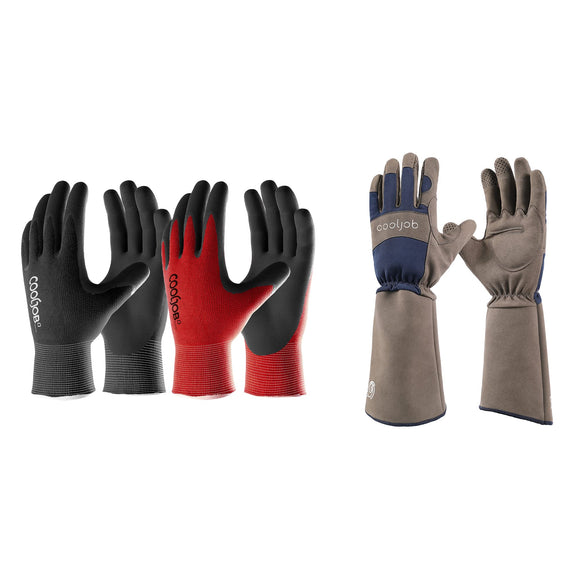 Medium Rubber Coated Gardening Gloves for Men (6 Pairs) & Rose Pruning Thorn Proof Gardening Gloves (1 Pair)