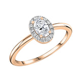 ALLORYA 0.38 Cttw Oval & Round Lab Grown White Diamond Halo Engagement Ring for Her in 10K Solid Rose Gold Size 6.5