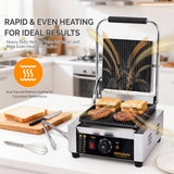 Bonnlo 811 Commercial Sandwich Make, 1800W Stainless Steel Countertop Panini Press Grill with Adjustable Temp 122°F–572°F, For Steak, Burgers, Home & Restaurant Use, 110V, Silver