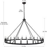 YLCHYTDZSW 24-Light Black Wagon Wheel Chandelier for Living Room 52 Inch Farmhouse Chandeliers Large Round High Ceilings Light Fixtures for Entryway Dining Room Foyer Kitchen Island