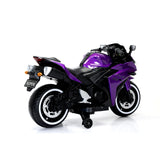 Electric Ride-On Motorcycle for Kids with 12V Motor, Training Wheels, Manual Throttle, Light Up Wheels, Music Player & Headlights - Ages 3-6 (Purple + Plastic + 50-99 pounds)
