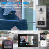 Multi-Unit Home Apartment Visual Intercom Doorbell System,7 Inch Monitor Wired Video Doorbell Door Phone Kits,IR Camera,Motion Detection, Swipe Card, Monitor, Tuya APP (1 doorbell +4 Monitor)