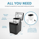 AROMA® 1.5lbs. Digital Bread Maker with Crust Customization, Clear-View Lid, and Nonstick Baking Pan, Black (ABM-250)