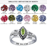 Oseew 2027 Custom Marquise Birthstone Class Ring for Men Women