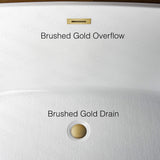 WOODBRIDGE 59" Acrylic Freestanding Bathtub Contemporary Soaking White Tub with Brushed Gold Overflow and Drain，B0014-BG
