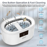 ZKH Ultrasonic Jewelry Cleaner, 48kHz High Frequency Sonic Jewelry Cleaner Machine with 500ml Capacity for Jewelry, Eyeglasses, Watch Straps, Earrings, Ring, Necklaces, Razors, Dentures