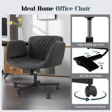 Criss Cross Chair with Wheels & Adjustable Armrests, PU Leather Computer Vanity Desk Chairs for Home, Office