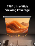100" Matte White Motorized Projector Screen for UST Long/Standerd Throw Projector,178°Viewing Angle Movie Screen with Remote Control for Home Theater Presentation Education Wall/Ceiling Mount(4:3)