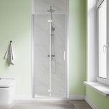 SL4U Bifold Shower Door, 30" W x 72" H, 1/4" Tempered Glass Shower Door, Foldable Shower Glass Door, Easy to Clean, Brushed Nickel Finish