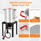 30 Qt Turkey Deep Fryer & 10 Qt Fish Fryer Kit, Aluminum Seafood Crawfish Boiler Pot w/38000 BTU Outdoor Propane Stove Burner Stand for 20 Lb Turkey