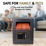 EdenPURE Classic CopperPLUS Infrared Heater — 1500 W Energy-Efficient Zone Heater for Large Rooms up to 1000 sq ft — Quiet Operation, Cool-Touch Safety, Portable Comfort for Home, Bedroom or Office