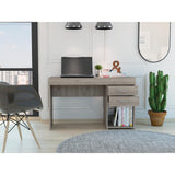 Two Drawer Computer Desk Light Gray, Modern Home Office Study Table with Storage
