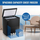 DEMULLER 79L Chest Freezer with Electronic Panel Mini Deep Freezers with Two Wire Baskets Compact Size & Low Noise & Rapid Cooling White