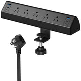 SURAIELEC Desk Clamp Power Strip with 5 Outlets, 4 PD 20W USB-C & 2 USB-A