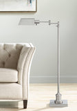 Regency Hill Jenson Traditional Farmhouse Adjustable Pharmacy Light Floor Lamp Swing Arm Standing Base 54" Tall Brushed Nickel Silver Metal for Living Room Reading House Bedroom Home Office