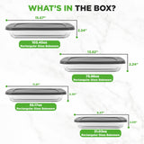 NutriChef 8-Piece Deep Glass Baking Dish for Oven with Lids - Casserole Dishes for Oven - Bakeware Sets for Lasagna, Meatloaf, Leftovers, Cooking, & Dishwasher Safe -Gray