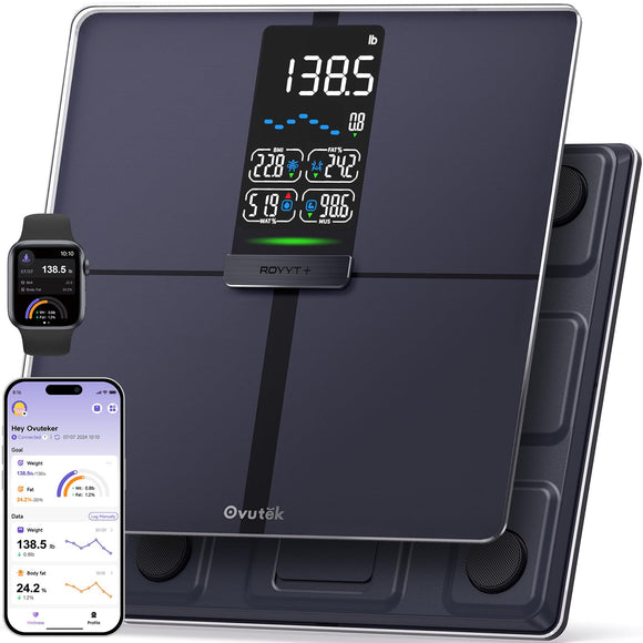 Bathroom Digital Scale Large Display Sync with Fitness App, 450lb OVUTEK