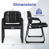 GIANTEX Waiting Room Guest Chairs Set of 4, Leather Office Reception Chairs with Padded Armrests, Sled Base, Metal Frame, Stationary Side Chairs No Wheels for Conference Meeting Lobby Home, Black