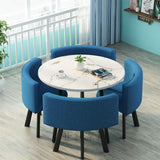 4-Piece Square Dining Table & Chair Set: Suitable for Kitchen, Office Reception, Small Conference & Negotiation Rooms (Dark Blue)