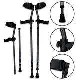 in-Motion Forearm Crutches | Spring Assist Crutches for Adults | Walking Crutch with Ergonomic Handles | Articulating Tips | Size Tall (5'3" - 6'8") | Lightweight & Durable | Charcoal | 350lb Capacity