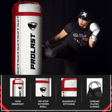 PROLAST 4 Ft 135 Lb XL Heavy Punching Boxing Bag for Adults, MMA, Martial Arts, Muay Thai, Kicking, Strength Training Equipment, Unfilled, New Edition Logo, White and Red
