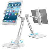 AboveTEK Multi-Angle Adjustable Tablet Stand, 360 Swivel iPad Stand Aluminum Desk Mount Fits 4'-11" Tablets White