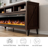 LUXOAK 65" Farmhouse TV Stand with 60" Electric Fireplace for TVs up to 75"