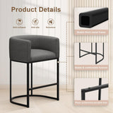 26" H Counter Height Bar Stools Set of 3, Modern Barrel Counter Stools with Backrest and Arms