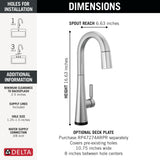 Delta Faucet Monrovia Touchless Bar Faucet with Touch Technology, Brushed Nickel Pull Down Prep Sink Faucet, Lumicoat Arctic Stainless 9991TL-AR-PR-DST