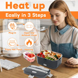 DUPASU Electric Lunch Box Food Warmer: 100W Heated Lunch Box for Adults, 1.8L Portable Fast Heating Lunchbox Food Heater for Car, Truck, Work, Travel, Lonchera Elctrica Porttil 12/24V/110-230V