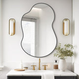 WallBeyond Irregular Wall Mirror – Asymmetrical Mirror with Aluminum Alloy Frame, Decorative Wall Mirror for Living Room, Bedroom, Bathroom, and Entryway 36" H x 24" W (Black)