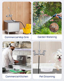 [CA avail] Sepaitek Commercial Mop Sink Faucet 8" Center, Heavy-Duty Wall Mount Utility Faucet with Vacuum Breaker 3/4" Hose Thread, Industrial Outdoor Laundry Slop Hot and Cold Hose Bib, Brass Casted