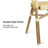 PURPLE LEAF French Bistro Chairs with Arms Set of 2, Bamboo Finish, Yellow