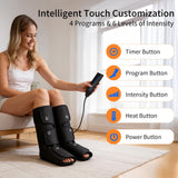 HomeCare Leg Massage with Heat, Electric Leg Massager for Calves and Feet with 4 Modes, 6 Intensity Levels, 3 Timer & LCD Display, Foot Massager for Women and Men at Home or Office