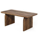 LITTLE TREE Farmhouse Coffee Table, 47 Inches Wooden Center Tables with Rounded Corners, Rectangular Living Room Tables, Modern Low Cocktail Tea Furniture for Living Room (Rustic Brown)
