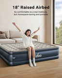 iDOO Cal King Air Mattress with Built in Pump, 18'' King Size Air Mattress for Home Guest, Upgraded Comfort Inflatable Blow up Mattress, 84'' Extra Long, Keep Feet from Dangling, Colchon Inflables