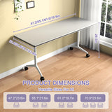 4 Pack Folding White Conference Table,47.2in Modular Mobile Training Table