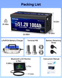 48V 100Ah Lithium Golf Cart Battery, 200A BMS, Complete Upgrade Kit with 18A Charger
