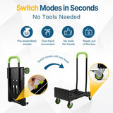 2-in-1 Folding Hand Truck & Dolly Cart, Convertible Hand Truck with Flat Platform